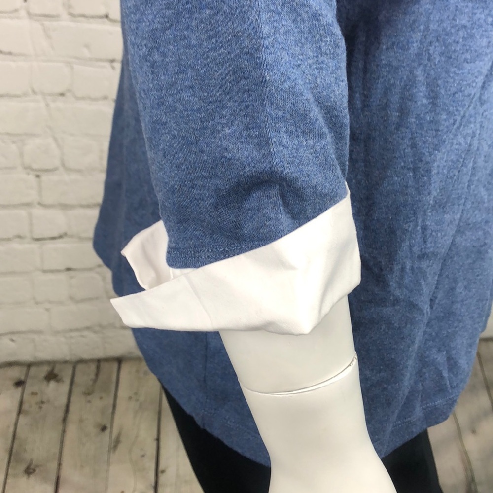 1X 3X Blue Heather Layered Look Top Plus Size - Picture 7 of 7